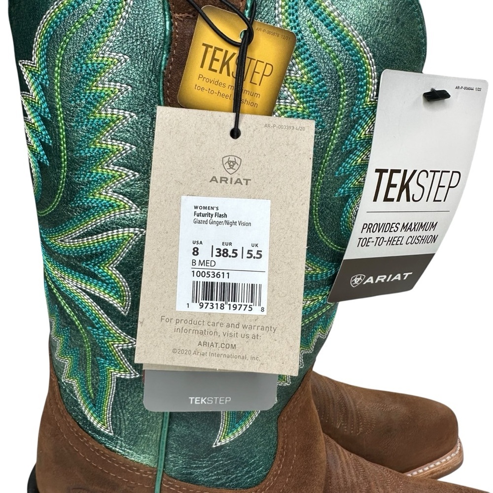 Ariat Futurity Flash K Toe Western Boots in Glazed Ginger Night Vision. Sz: 8 - Picture 9 of 14